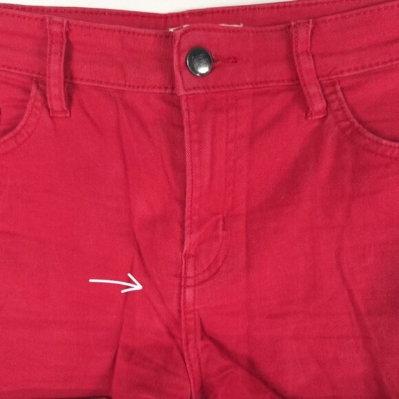 H&M Denim Cuffed Red Shorts Size 8 - Picture 6 of 8
